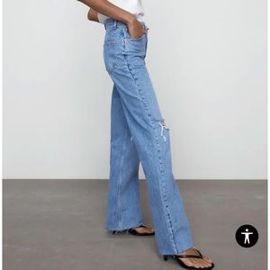 zara wide leg high rise full length jeans